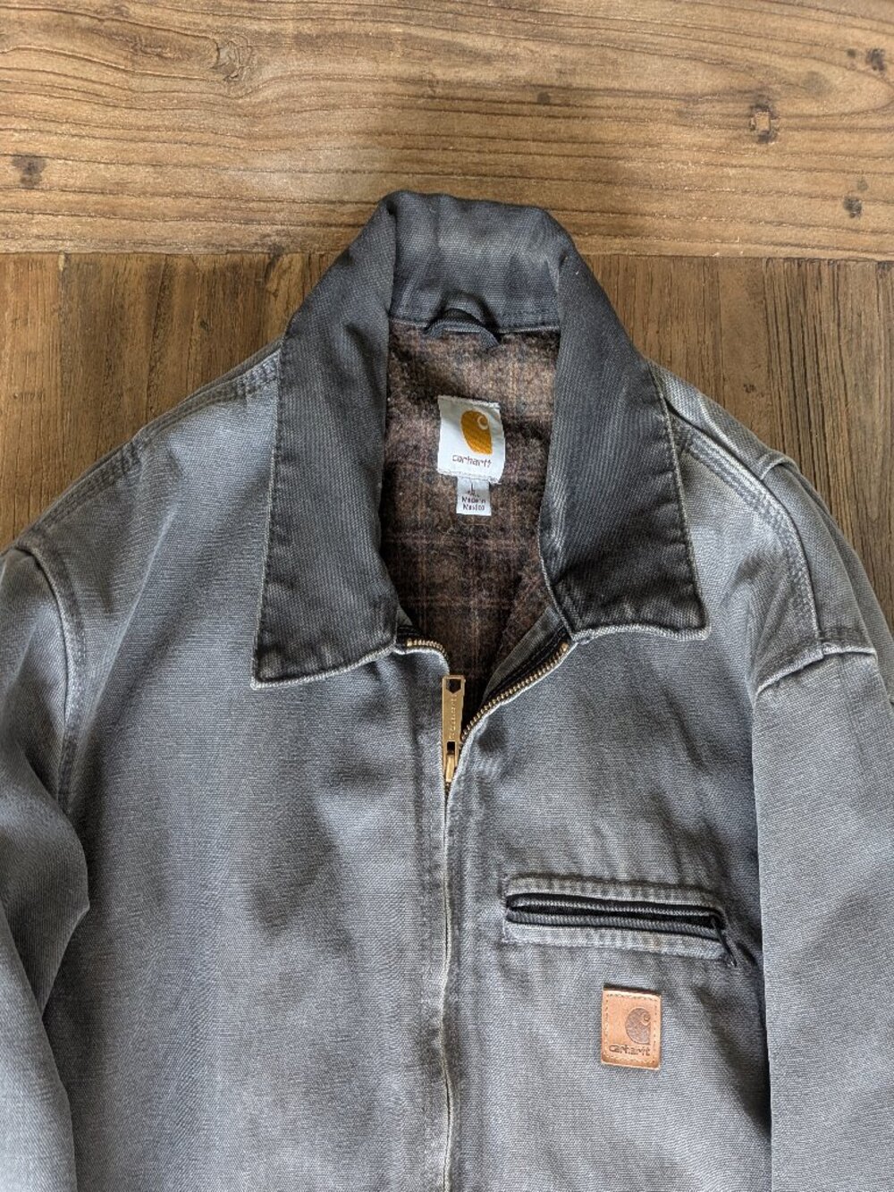 Carhartt J97 GVL Detroit Jacket Gravel Grey Mens Large Tall Blanket Lined Zip